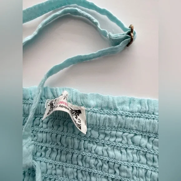 Free People Tallulah Bralette in Aqua-esque Blue smocked S - Picture 5 of 7